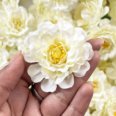 Cream Color Peony Flower Head Artificial Pack of 20 (5.5cm)