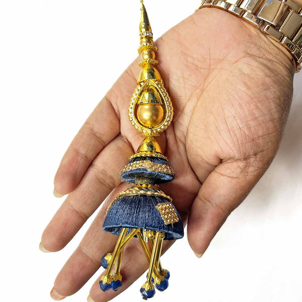 Dark Blue Color Tassels | Thread Cone Tassels | Glass Pipes ethnic work Latkan | Hanging Style Tassel | Hand Made | Hobby Craft | Hobby Store | Art | Craft | Decoration | tassels | collection | craft shop india