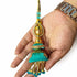 Teal Green Silk Thread Cone With Glass Pipe Ethnic Work Latkan Hanging Set Of 2