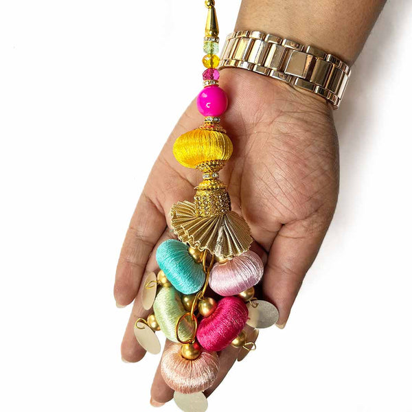 Multicolored Tassels | Silk With Glass pipe | Ethnic Work Latkan | hanging Tassels | Tassels Set of 2 | Hobby Craft | Hobby Store | Art | Craft | Decoration | Craft Shop india