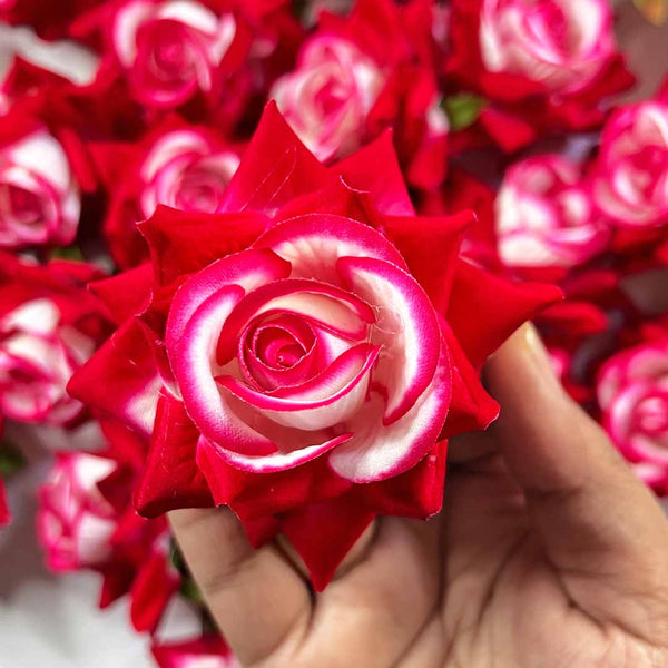 Dark Pink | White Shaded | Artificial Rose Flower | Flower Set Of 6 | Art Craft | Online Craft | Hobby Craft | Craft Material | Craft Shop India | Craft Store Online | Handemade | Indian decoration | Craft Making | Project Making | Wedding Decoration