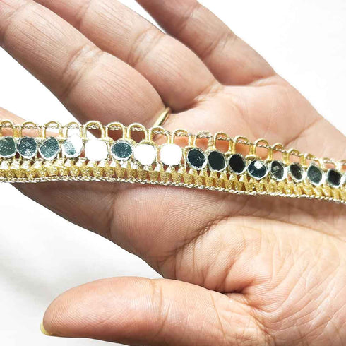 Golden Zari & Original Mirror Lace & Border - ( 8mtr )