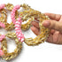 3 Inches Pink & Golden Gota Ring Set Of 6
