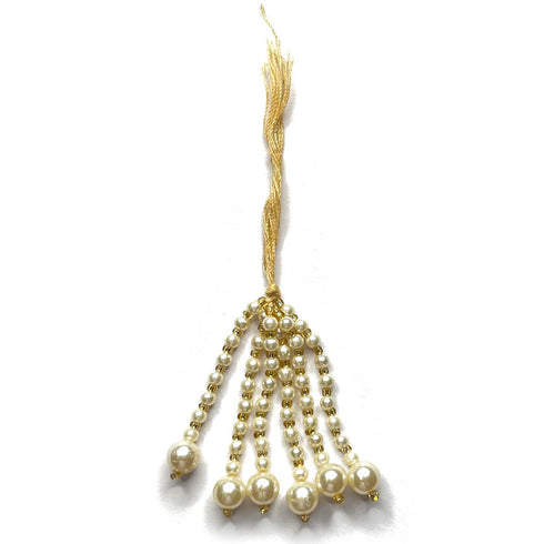 Cream Color Big Beads Tassel Pack of 5