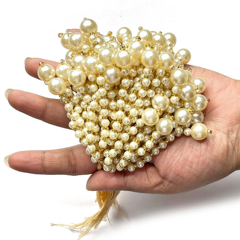 Cream Color Big Beads Tassel Pack of 5