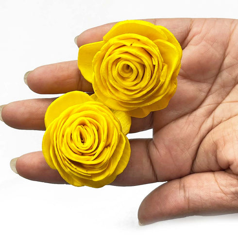 Yellow Color Sola Wood Rose Flower Pack of 10