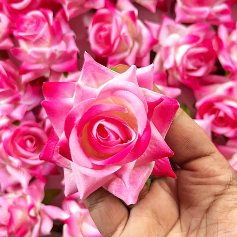 Light Pink & White Shaded Artificial Rose Flower Set Of 6