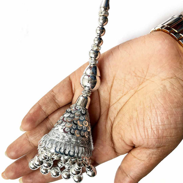 Silver Color Tassels | Cone Style Tassels | Ethenic Work latkan | Tassels | Hanging Tassels | Tassels Set of 2 | Indian Art | Indian Decoration | Latkan | Suit Design | Craft Shop India