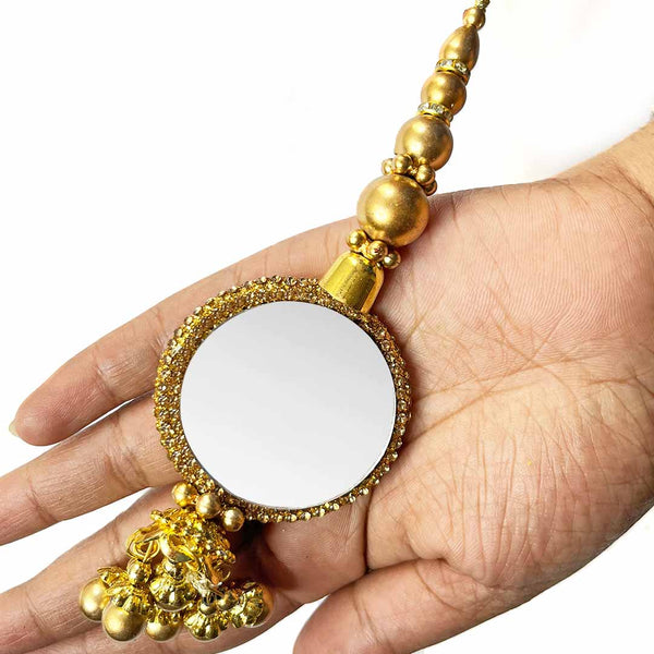 Golden Color Tassels | Mirror Ethenic Work latkan | Hanging Style Tassels | Mirror Style tassels | Golden Work Style Tassels | Craft Shop India