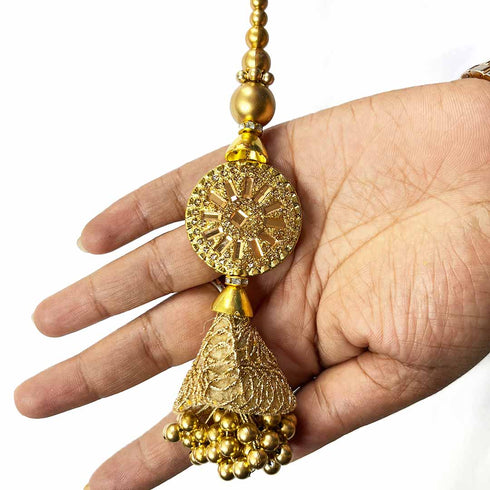 Tassels | Golden Color Tassels | Cone With Golden Work Tassels | Glitter Lakh Work Tassels | Latkan | Hanging Tassels | Tassels Set of 2 | Craft Shop India