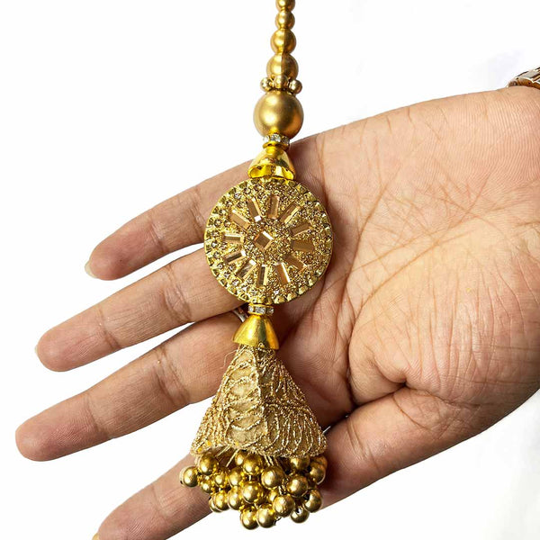 Tassels | Golden Color Tassels | Cone With Golden Work Tassels | Glitter Lakh Work Tassels | Latkan | Hanging Tassels | Tassels Set of 2 | Craft Shop India