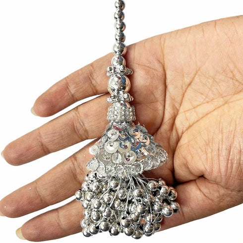 Silver Color Tassels | Silver Color tassels | Craft Beads Tassels | Cone With Beads Tassels | hanging latkan Set of 2 | Craft Making Tassels | Tassels For Women | Shadi | Weddings | Buy Online tassels | Best Price | Affordable Price | Craft Shop india
