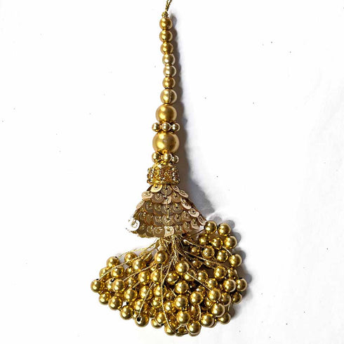 Tassels | Golden Color Tassels | Beads Tassels | hanging Tassels | Latkan Set of 2 | Beads Hanging Tassels | Craft Making Product | Hanging | latkan | Cone With Beads | Craft Shop India
