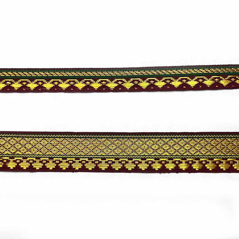 Maroon & Golden Zari Color Weaving Border 3-In-One - ( 5 mtr )