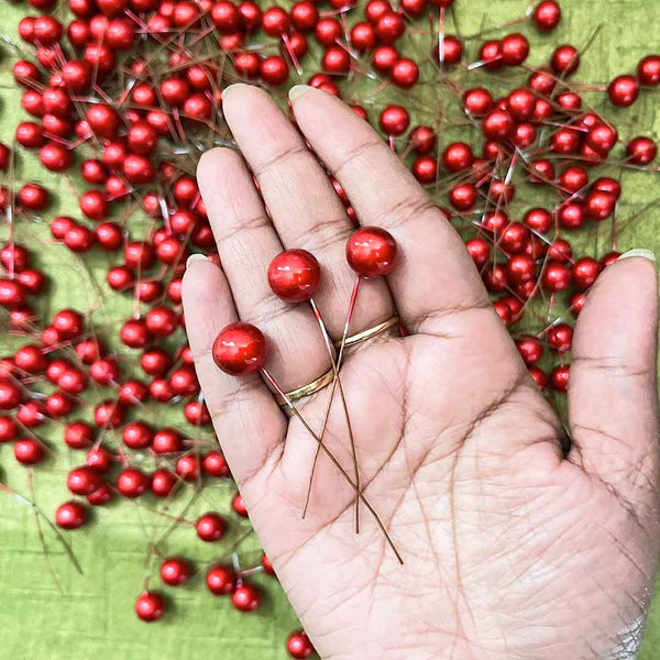 Red Color Berries Stem Pack Of 50 | Red Color | Berries Stem Pack Of 50 | Red Color | Craft Shop India