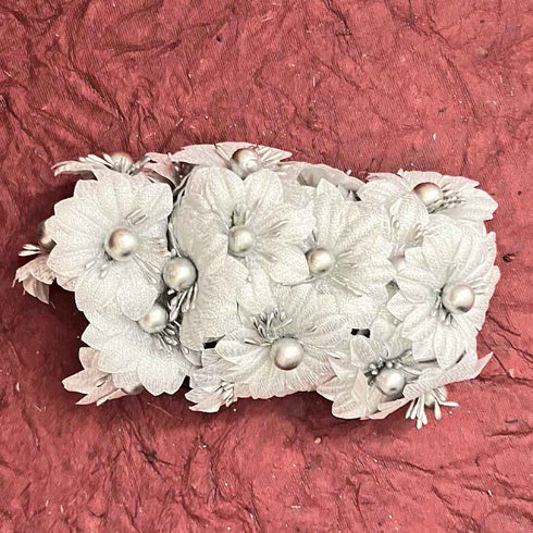 Silver Tissue Flower Bunch 2 Of 12 PCS.