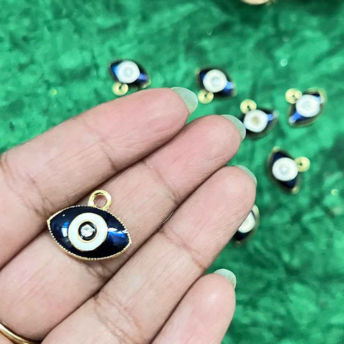 Dark Blue Color With Stone Evil Eye Top Whole Metal Charms Set Of 6