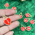 Red Color Heart Shape Metal Charms Set Of 6