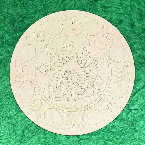 Peacock Mandala Design MDF Engraved Base 12 INCH | Peacock | Mandala | Design | MDF | Cutouts | Engraveds | Base | MDF Cutouts