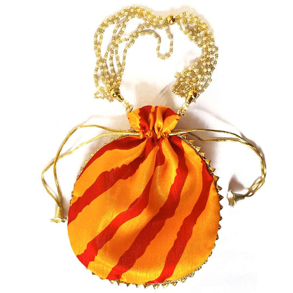 Rajasthani Style Yellow Lehariya Potli Pouch For Wedding Favors | Rajasthani Style | Yellow Lehariya Potli Pouch | Craft Shop India