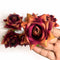 Wine & Peach Color Shaded Artificial Rose Flower Set Of 6