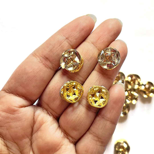 Brown Color | Crystal Stones Round Shape Fancy Buttons | Set Of 10 | art Craft | Craft store online | Craft Store | craft shop india | india craft shop | shop india