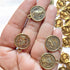 Gold Metal Coin Style Round Shape Fancy Buttons Set Of 10