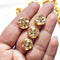 Light Peach Color Crystal Stones Round Shape Fancy Buttons Set Of 10