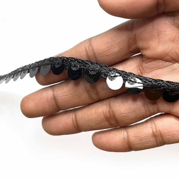 Black Color | Sequence Lace Border | Lace Border | Art Craft | Online Craft | Hobby Craft | Craft Material | Craft Shop India | Craft Store Online | Handemade | Indian decoration | Craft Making | Project Making | Wedding Decoration