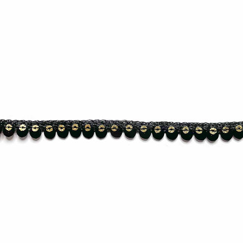 Golden & Black Color Sequence Lace Border (9 meter)