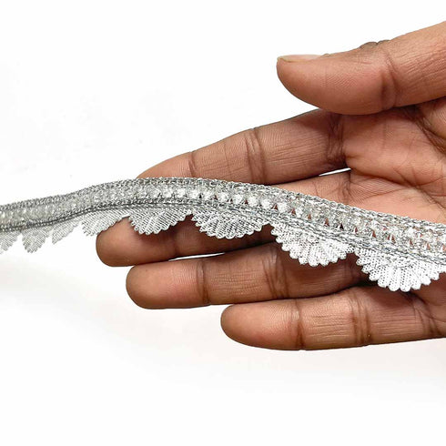 Silver Lace With Beautiful Semi Circle Design (9 meter)