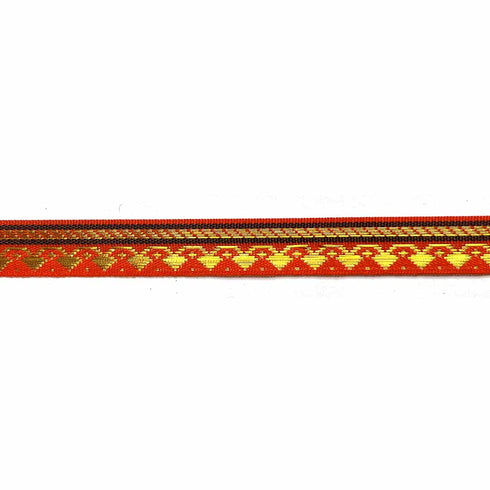 Orange & Golden Zari Color Weaving Border 0.5 Inch- ( 5 mtr )