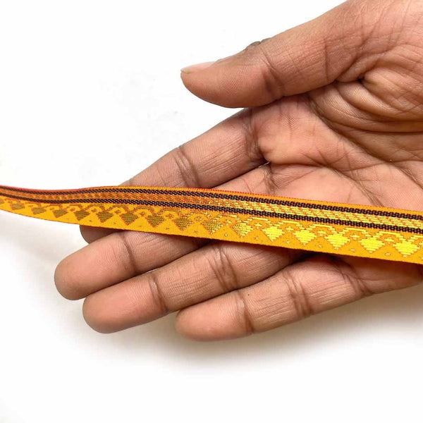 Yellow Color zari | Zari Laces | Golden zari | Yellow Zari | Weaving border 5 Inch (5-mtr) | Art Craft | Online Craft | Hobby Craft | Craft Material | Craft Shop India | Craft Store Online | Handemade | Indian decoration | Craft Making | Project Making | Wedding Decoration