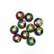 Wodden Round Shape Multicolored Lakh Work Button Set Of 10