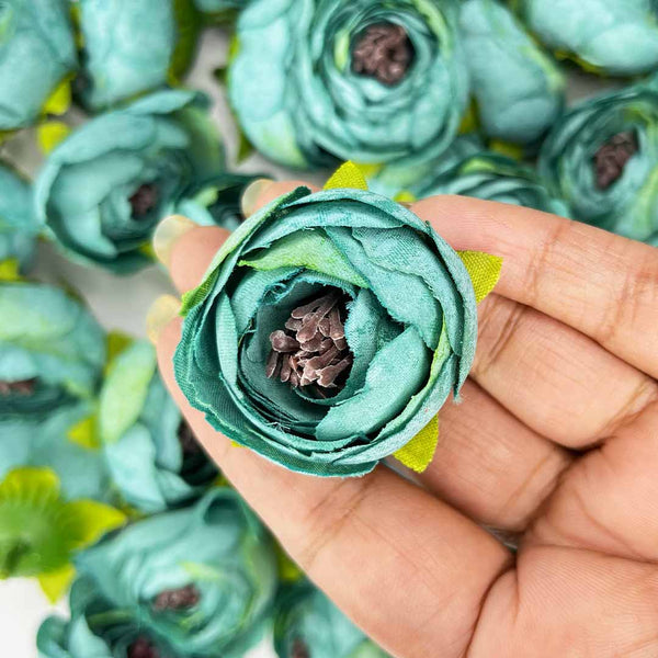 Teal Peony Buds Pack of 25 (1.5" Inches) | Teal Peony | Buds | Peony Buds pack of 25 | 1.5 Inches | Craft making | Project Making | Wedding Decoration | Craft Shop India