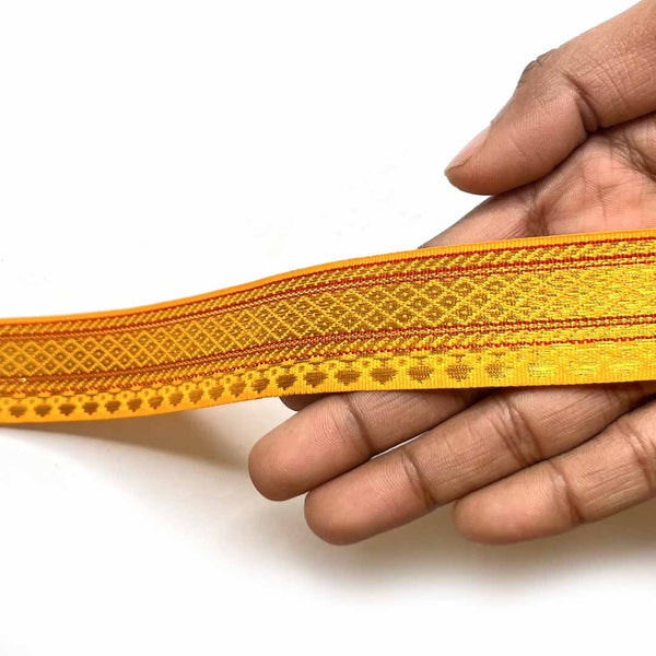 Yellow Color zari | Zari Laces | Golden zari | Yellow Zari | Weaving border 1 Inch (5-mtr) | Art Craft | Online Craft | Hobby Craft | Craft Material | Craft Shop India | Craft Store Online | Handemade | Indian decoration | Craft Making | Project Making | Wedding Decoration