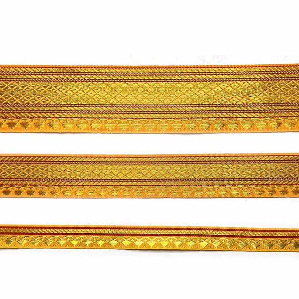 Yellow Color zari | Zari Laces | Golden zari | Yellow Zari | Weaving border 3-in-one (5-mtr) | Art Craft | Online Craft | Hobby Craft | Craft Material | Craft Shop India | Craft Store Online | Handemade | Indian decoration | Craft Making | Project Making | Wedding Decoration