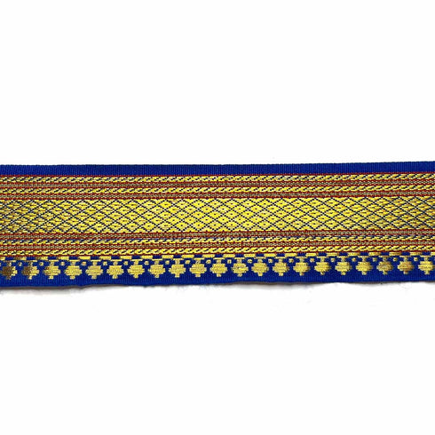Blue & Golden Zari Color Weaving Border 1.5 Inch- ( 5 mtr )