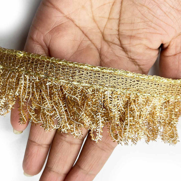 Golden Frilled Lace - 9mtr | craft shop india | india craft shop | shop india |