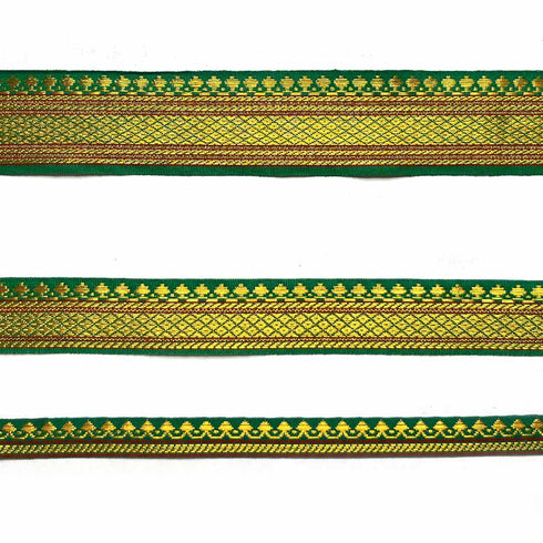Green & Golden Zari Color Weaving Border 3-In-One - ( 5 mtr )