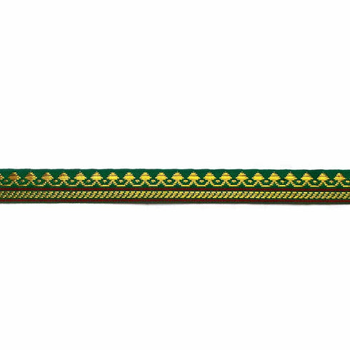 Green & Golden Zari Color Weaving Border 0.5 Inch- ( 5 mtr )