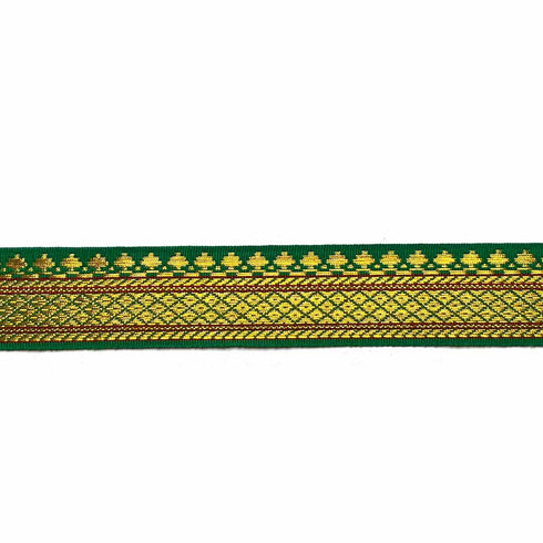 Green & Golden Zari Color Weaving Border 1 Inch- ( 5 mtr )