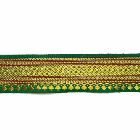 Green & Golden Zari Color Weaving Border 1.5 Inch- ( 5 mtr )