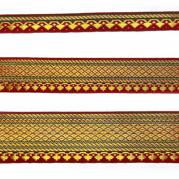 Maroon Color Lace | Maroon & Golden Color Laces | Zari | Weaving Border | 3-in-one (5-mtr) Laces | Art Craft | Online Craft | Hobby Craft | Craft Material | Craft Shop India | Craft Store Online | Handemade | Indian decoration | Craft Making | Project Making | Wedding Decoration