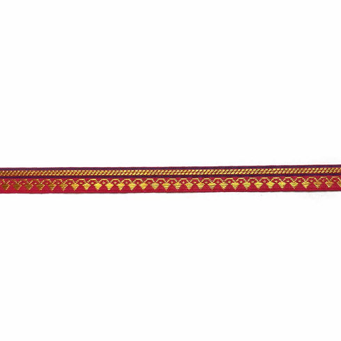 Red & Golden Zari Color Weaving Border 3-In-One - ( 5 mtr )