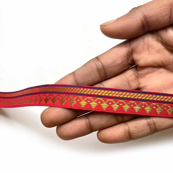 Pink Color zari | Zari Laces | Golden zari | Pink Zari | Weaving border 0.5 Inch (5-mtr) | Art Craft | Online Craft | Hobby Craft | Craft Material | Craft Shop India | Craft Store Online | Handemade | Indian decoration | Craft Making | Project Making | Wedding Decoration
