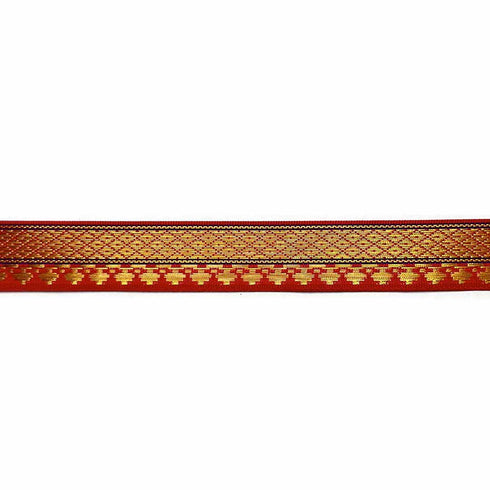 Red & Golden Zari Color Weaving Border 1 Inch- ( 5 mtr )
