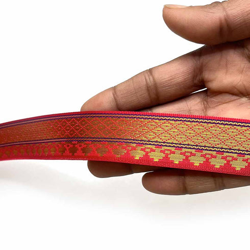 Pink Color zari | Zari Laces | Golden zari | Pink Zari | Weaving border 1 Inch (5-mtr) | Art Craft | Online Craft | Hobby Craft | Craft Material | Craft Shop India | Craft Store Online | Handemade | Indian decoration | Craft Making | Project Making | Wedding Decoration