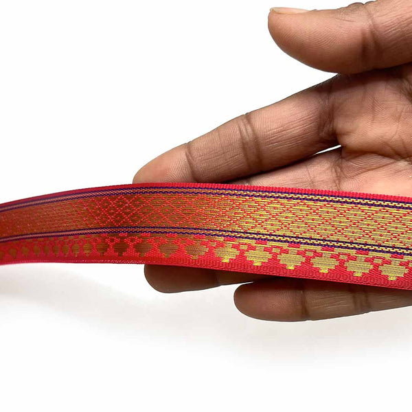 Pink Color zari | Zari Laces | Golden zari | Pink Zari | Weaving border 1 Inch (5-mtr) | Art Craft | Online Craft | Hobby Craft | Craft Material | Craft Shop India | Craft Store Online | Handemade | Indian decoration | Craft Making | Project Making | Wedding Decoration