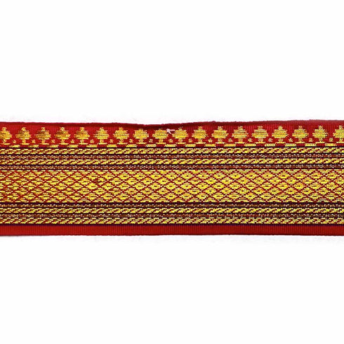 Red & Golden Zari Color Weaving Border 1.5 Inch- ( 5 mtr )